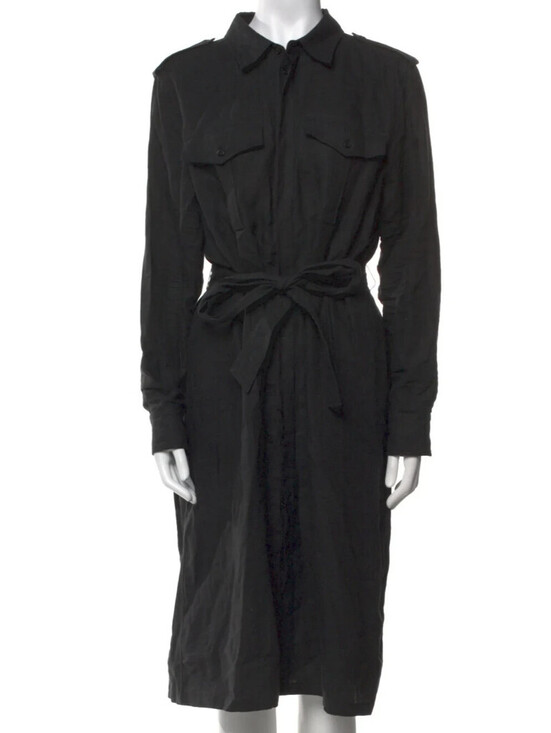 Nili Lotan Dresses & Skirts - Nili Lotan Marcia Shirt dress Black Womens Utility Midi Belted 100% Linen S